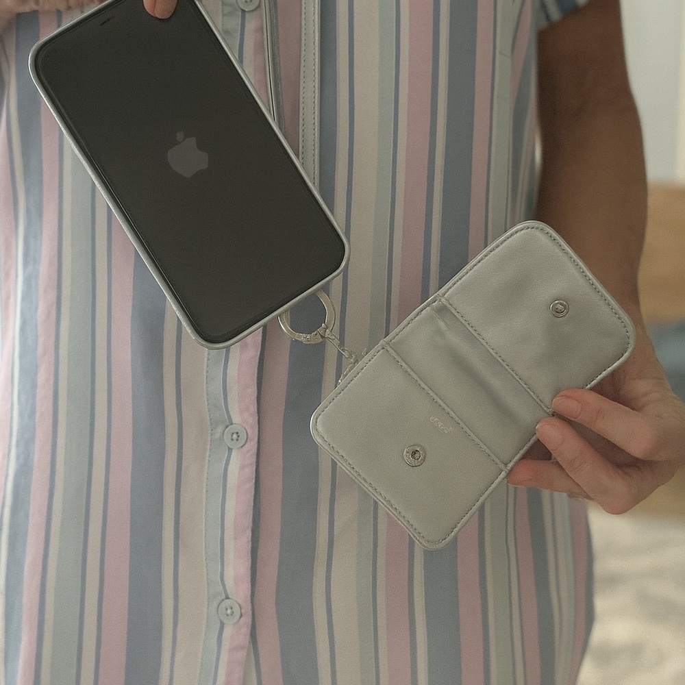 Apple iPhone with Cream Wallet Case
